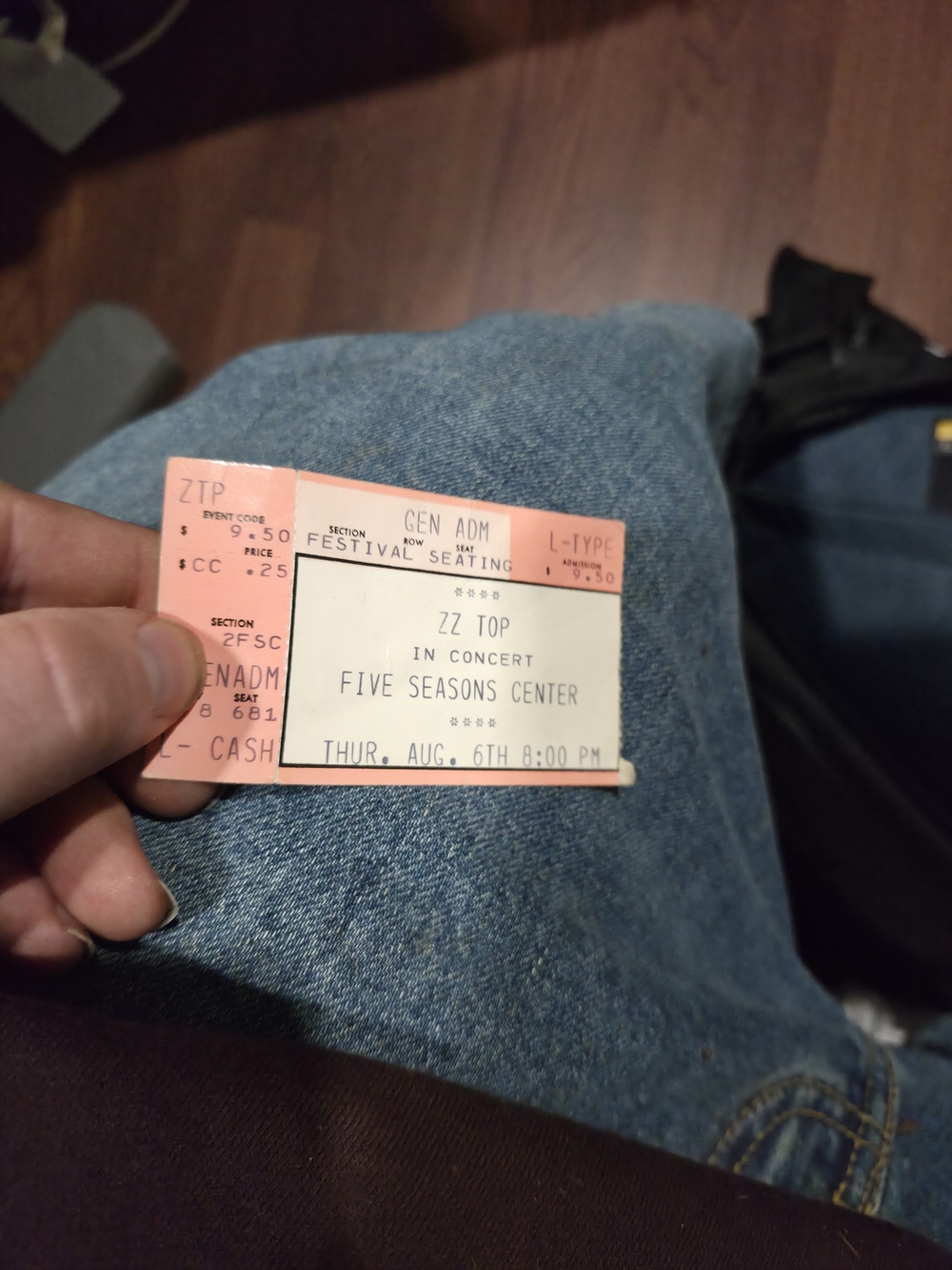 Vintage Ticket Stub From ZZ Top Five Seasons Center
